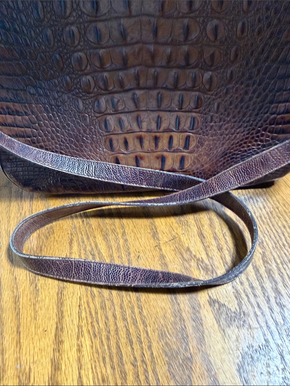 Brahmin Brown Croc-Embossed Leather Crossbody with Charm - Picture 13 of 13